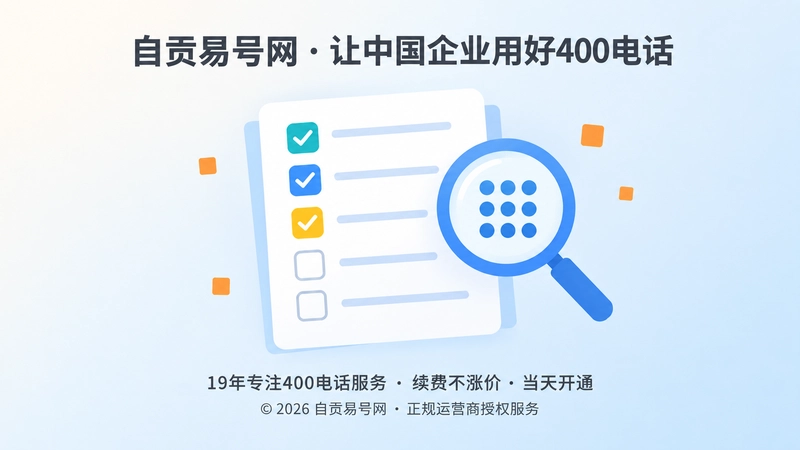 聚焦400电话服务核验清单的扁平化插画